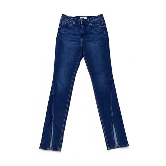 Flying Monkey Women’s Size 29 Front Slit Straight Dark Wash Stretchy Blue Jeans - Picture 1 of 12